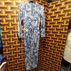 Denim floral jumpsuit